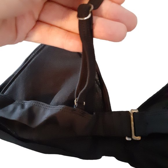 Black Mesh & Applique overlay Bikini Bralette Size Small - Picture 2 of 8